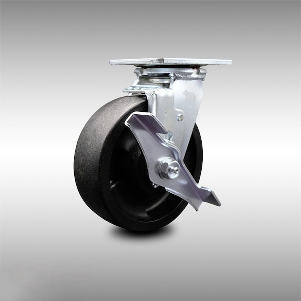 6 Inch SS Glass Filled Nylon Swivel Caster with Ball Bearing and Brake SCC